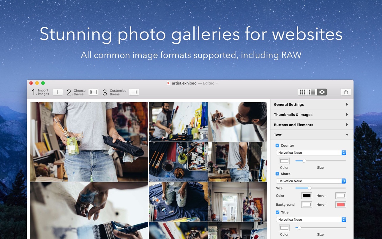 Exhibeo for Mac 2.0.13 破解版 Mac平台响应式网页图片布局制作工具