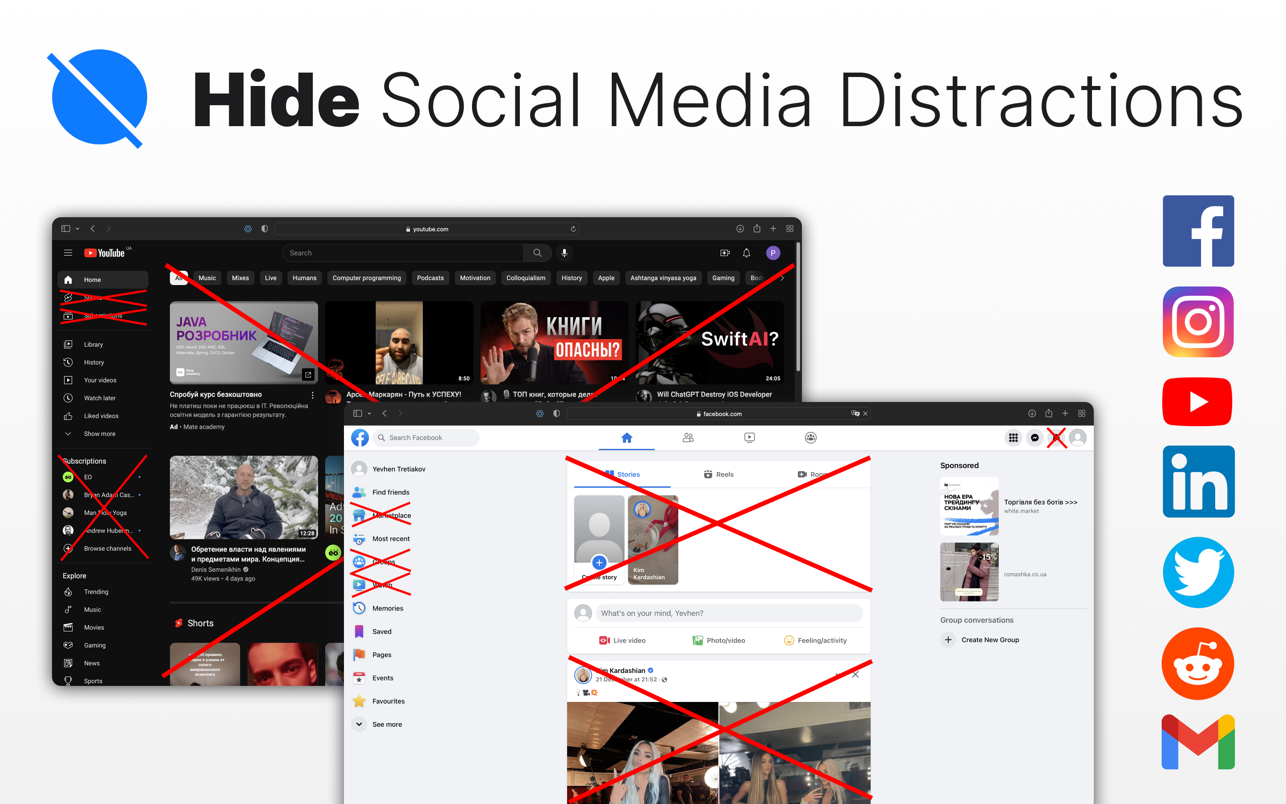 SocialFocus Hide Distractions for Mac 1.6 破解版 Safari扩展 社交媒体干扰项隐藏