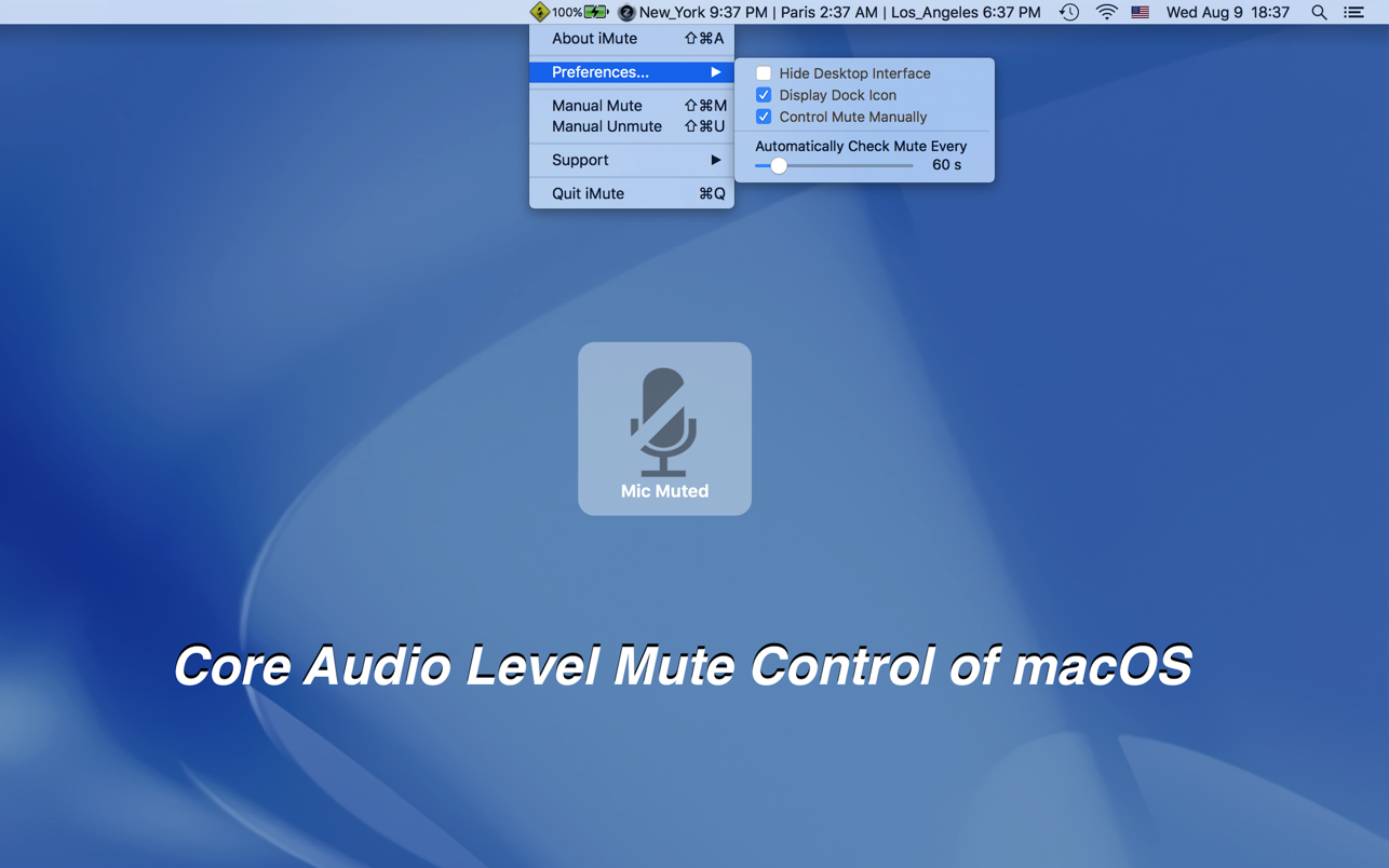 iMute for Mac 2.22 破解版 麦克风静音控制软件