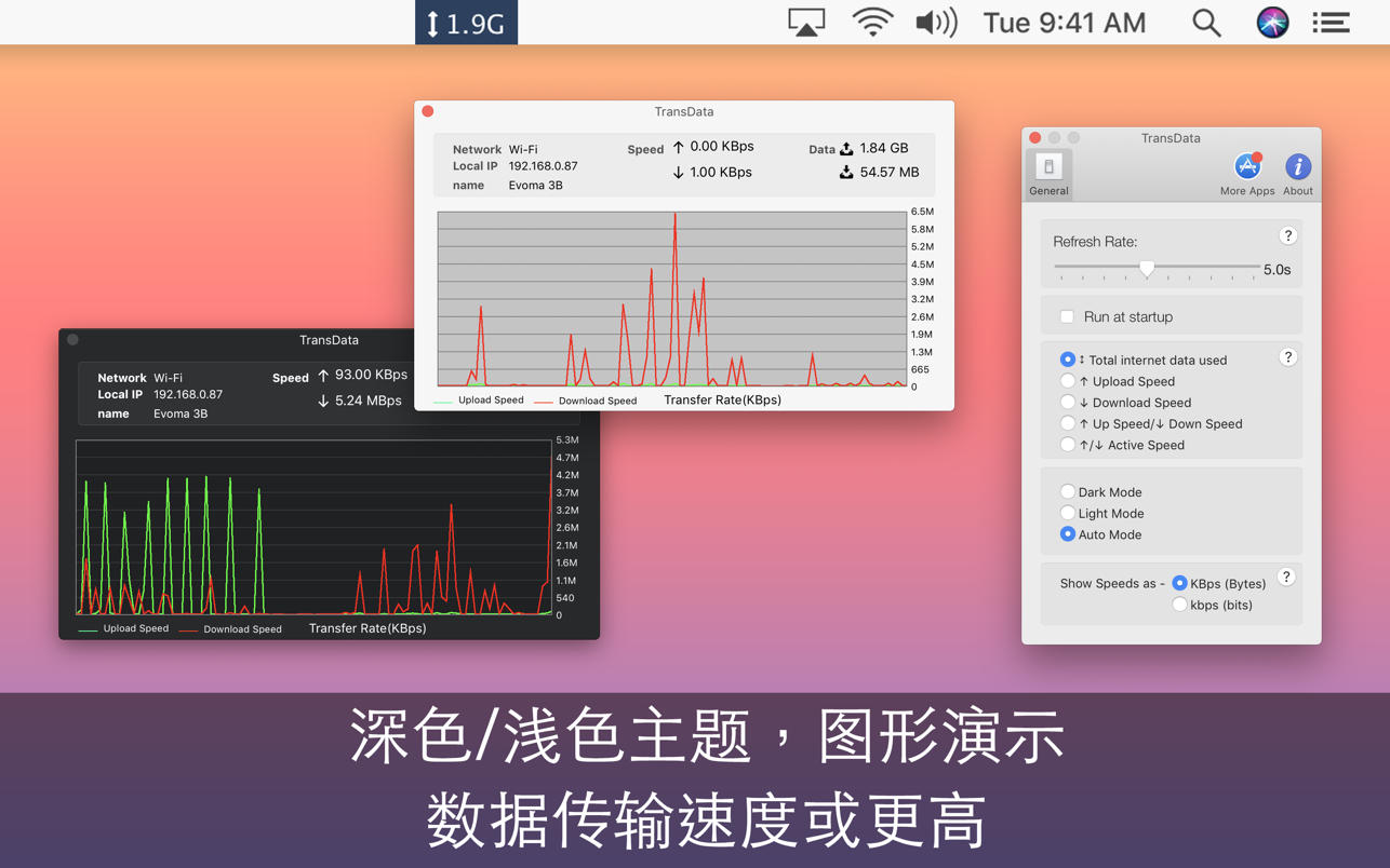 TransData for Mac 3.0 破解版 互联网数据传输速率 Internet