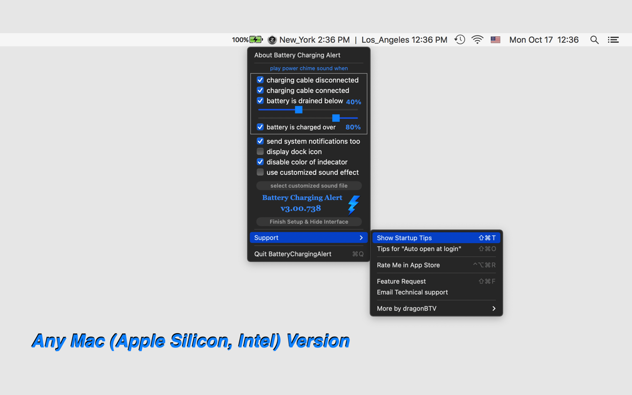Battery Charging Alert 3.20 Mac 破解版 电池充电提醒软件