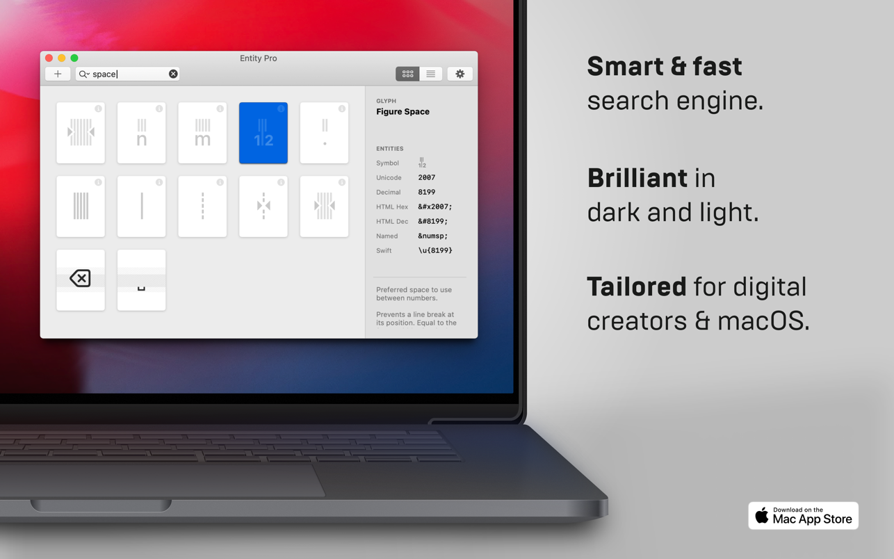 Entity Pro 1.5 Mac 破解版 Unicode/Emoji图标浏览器
