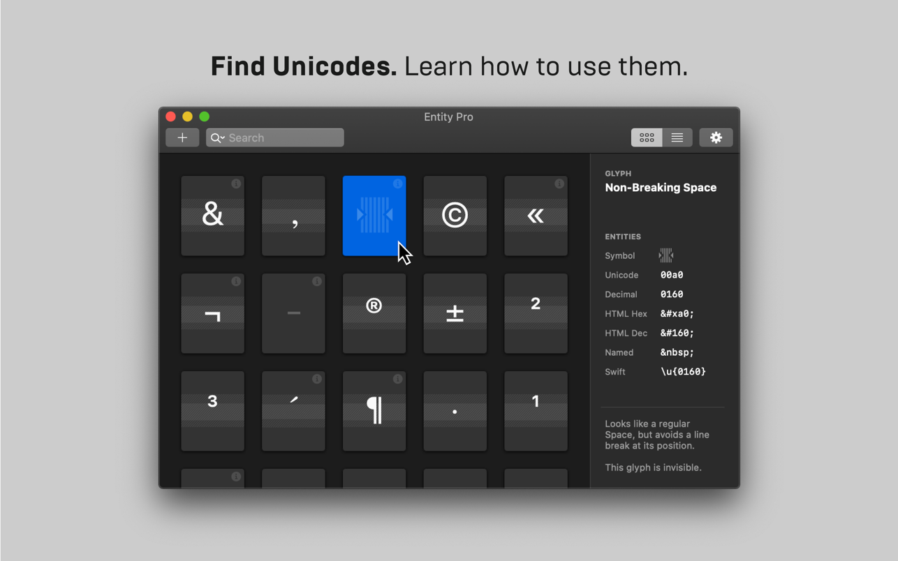 Entity Pro 1.5 Mac 破解版 Unicode/Emoji图标浏览器