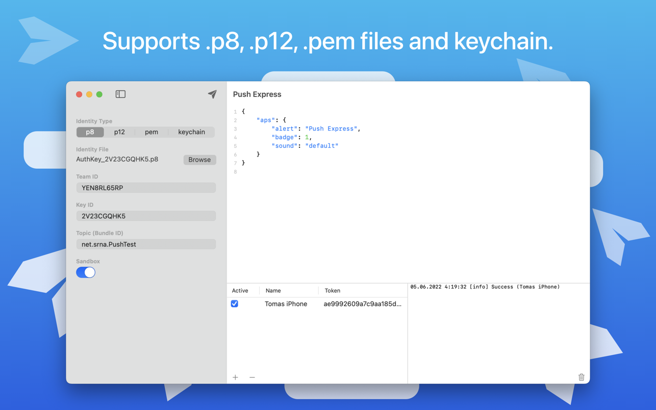 Push Express 1.2 Mac 破解版 开发人员强大的推送通知测试工具