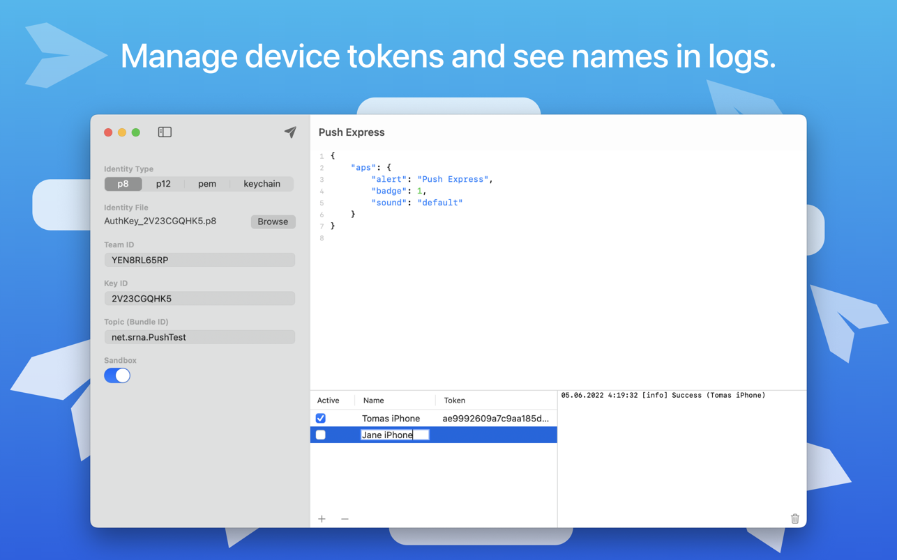 Push Express 1.2 Mac 破解版 开发人员强大的推送通知测试工具