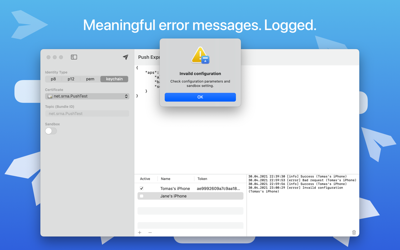Push Express 1.2 Mac 破解版 开发人员强大的推送通知测试工具