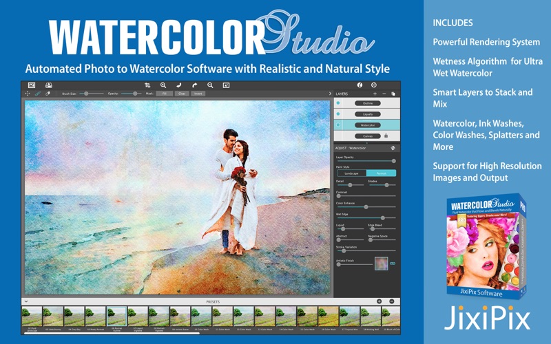 JixiPix Watercolor Studio Pro 1.4.12 Mac 破解版 - 水彩画图片绘制软件