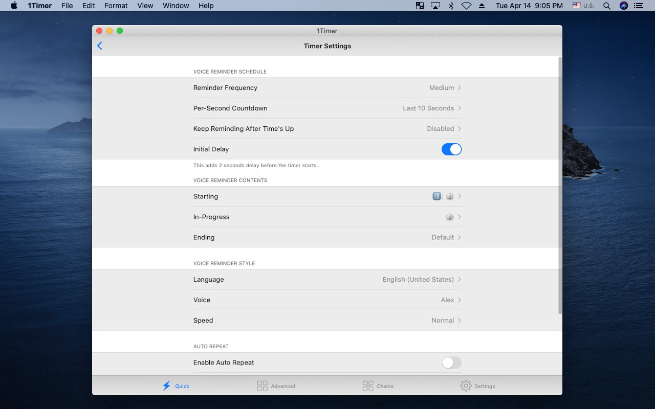 1Timer Voice Timer 1.0.9 Mac 破解版 带语音提醒的计时器