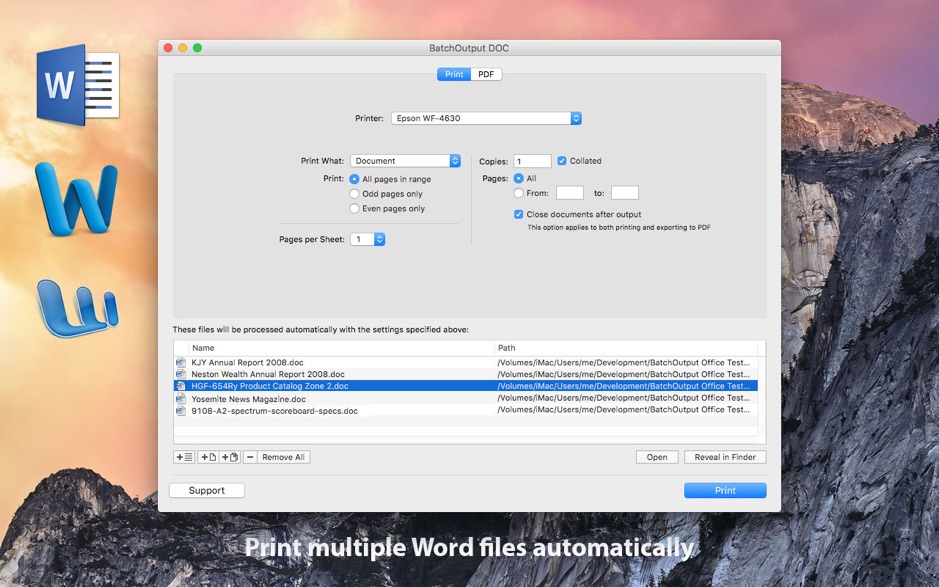 BatchOutput DOC 2.5.21 Mac 破解版 自动从Microsoft Word进行打印和生成PDF的工具