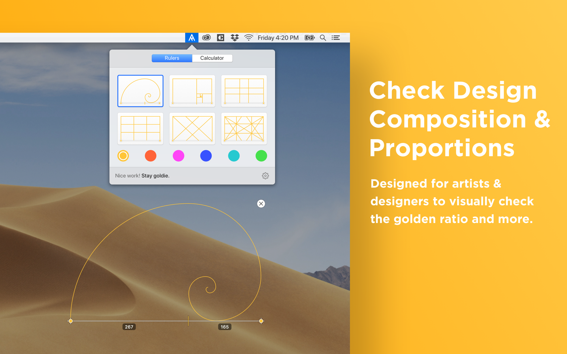 Goldie App 2.1 Mac 破解版 强大的黄金比例设计工具