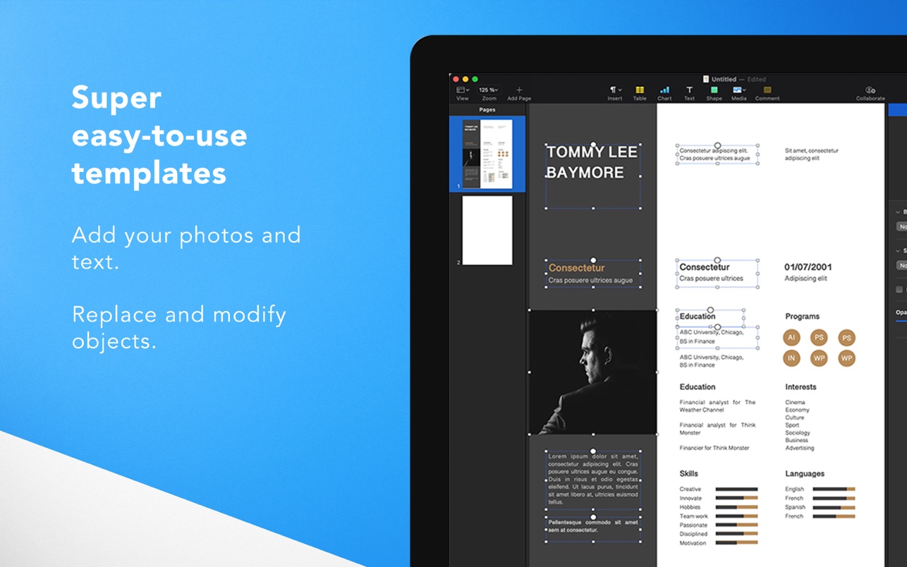 Resume Templates Design 3.2.4 Mac 破解版 Word 简历模板套件