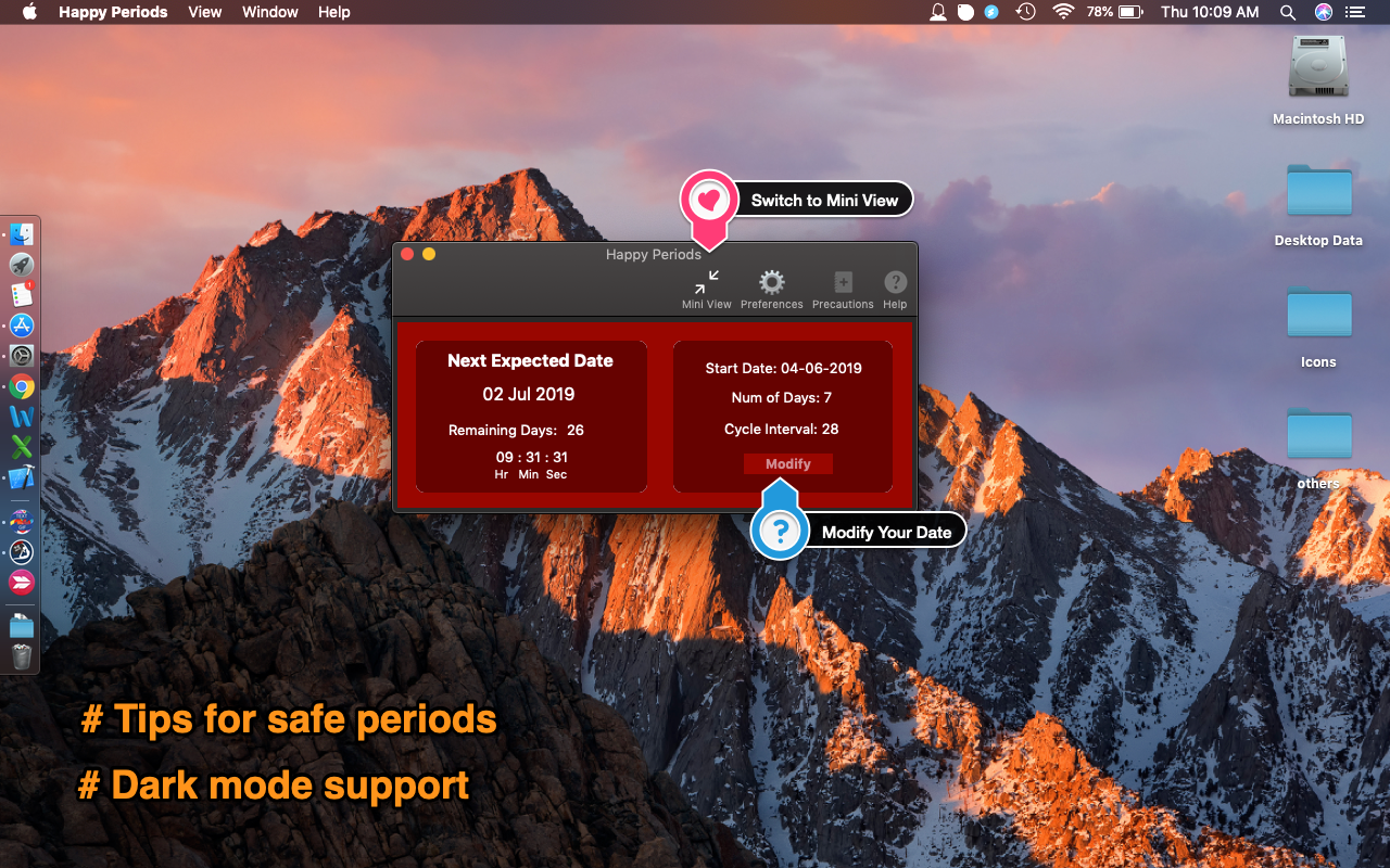 Happy Periods 2.01 Mac 破解版 女性月经周期工具