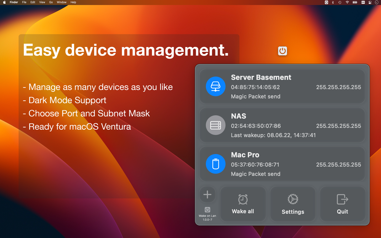 Wake On Lan 1.0.4 Mac 破解版版 局域网唤醒工具