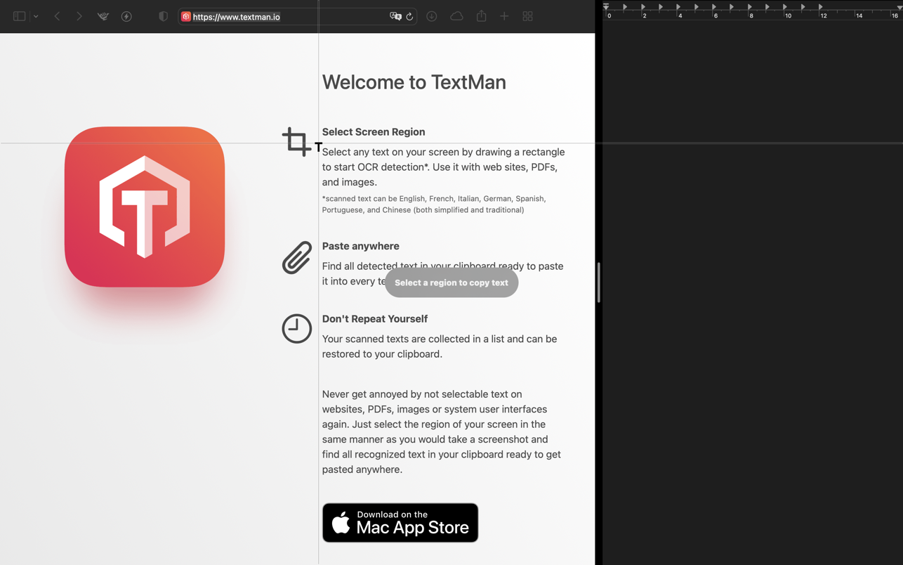 TextMan 1.9 Mac 破解版 OCR文字识别软件