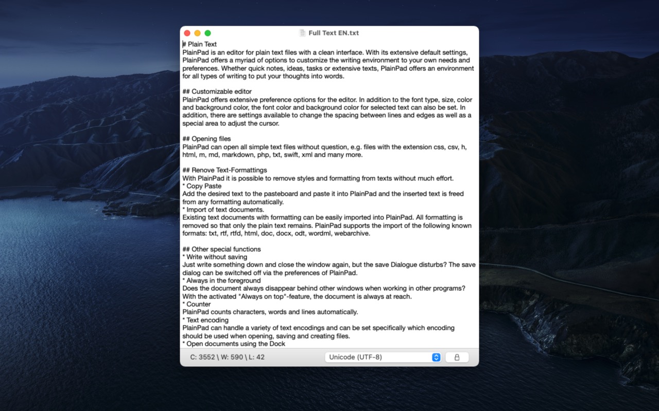PlainPad 1.3.1 Mac 破解版 纯文本编辑器