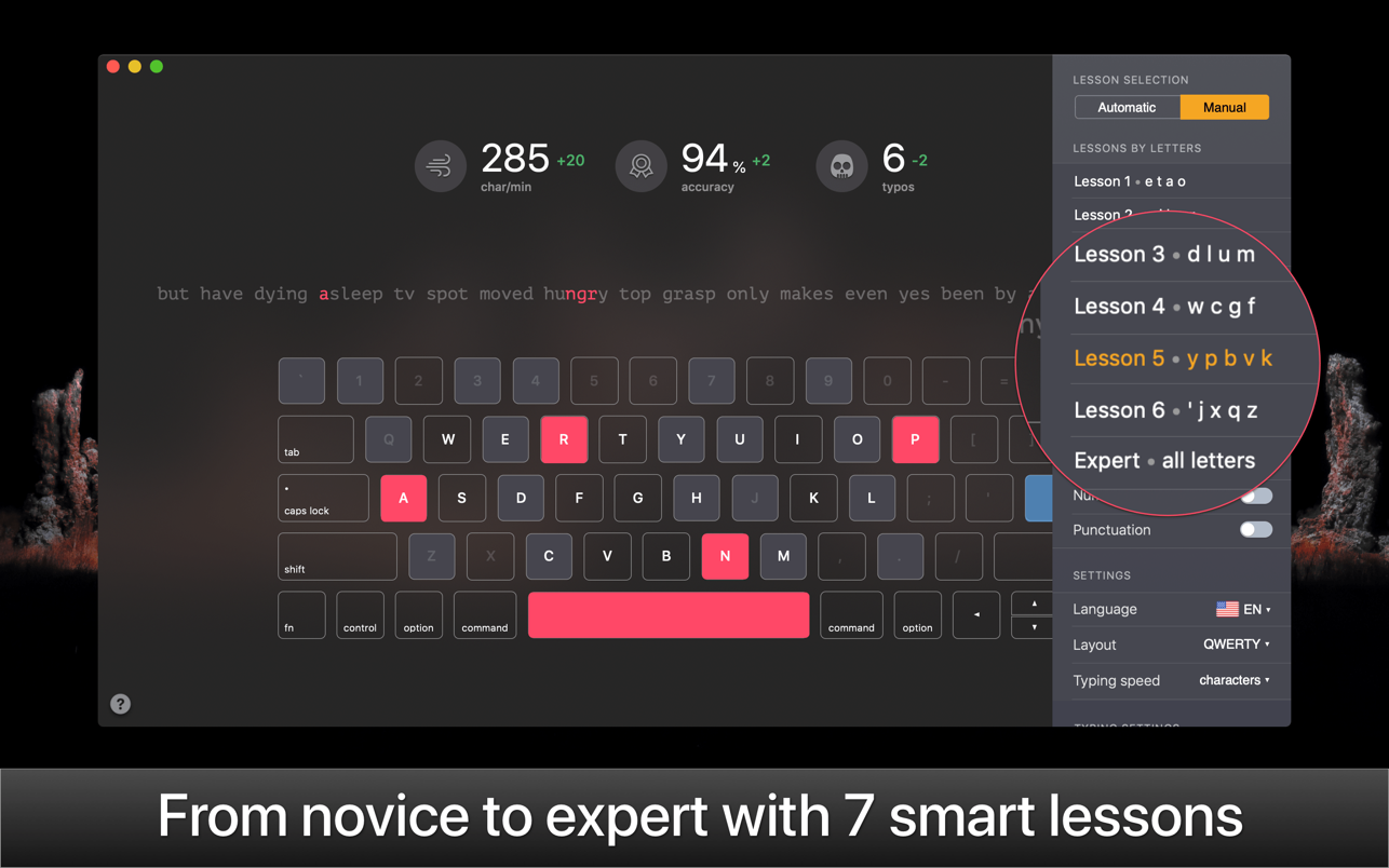 KeyKey Typing Practice 2.9.1 Mac 破解版 优秀的键盘打字练习软件