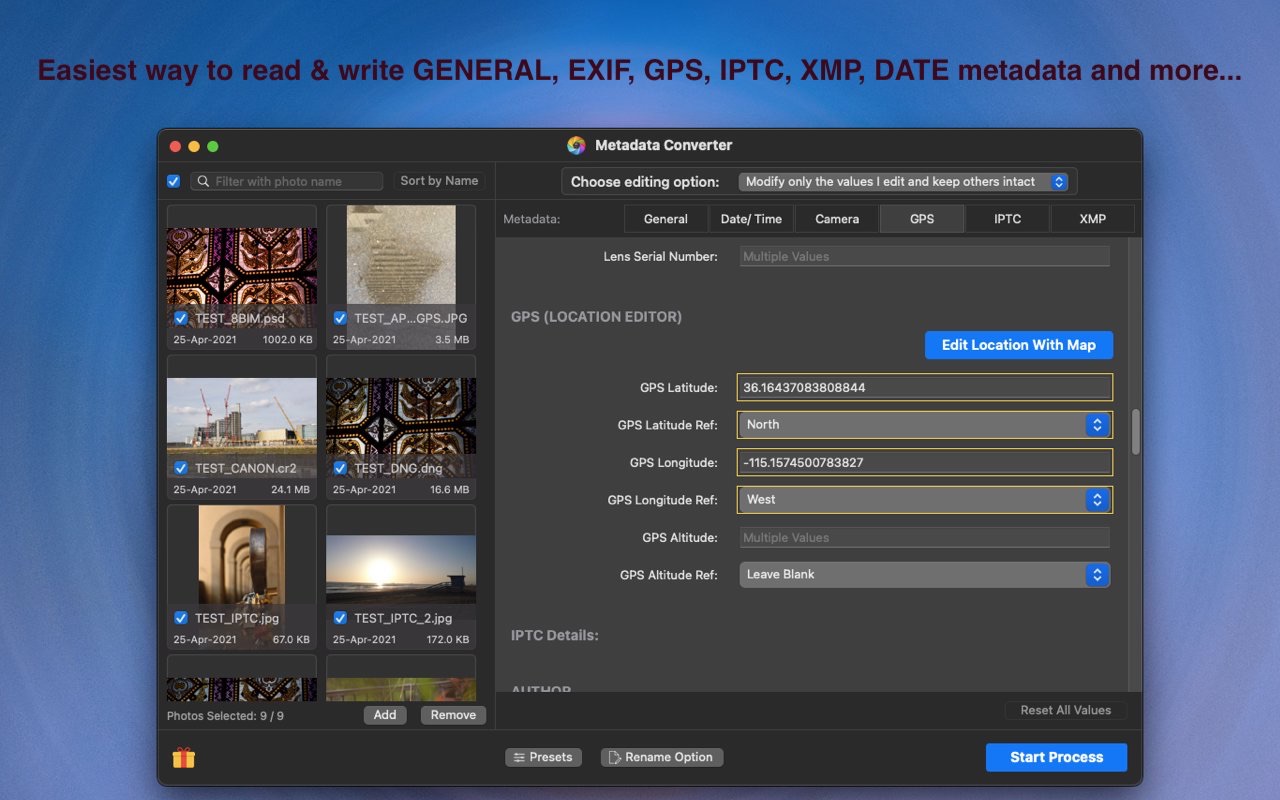 Metadata Converter 1.6 Mac 破解版 图像元数据编辑工具