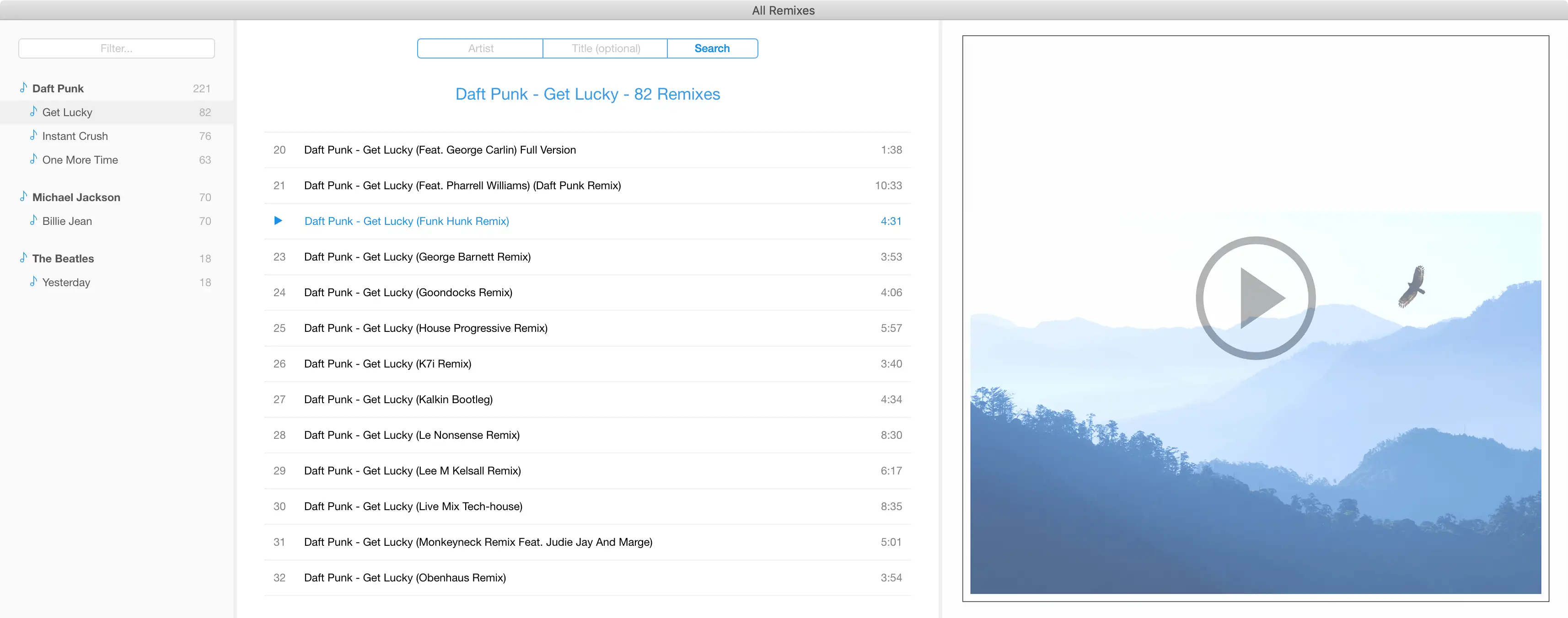 All Remixes 1.1.0 Mac 破解版 混音查找器