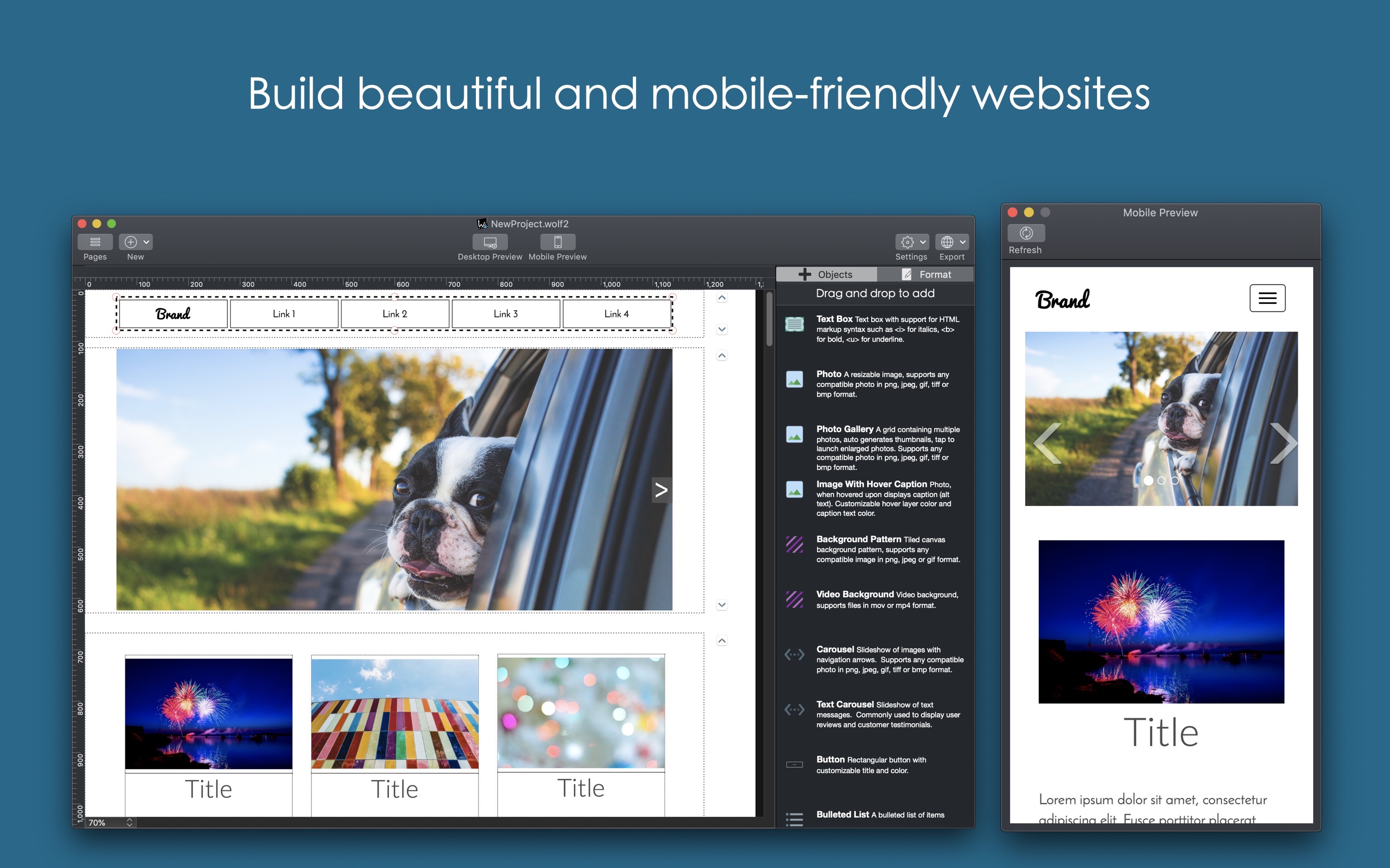 Wolf Website Designer 2.30.1 Mac 破解版 简单快速的响应式网页设计工具