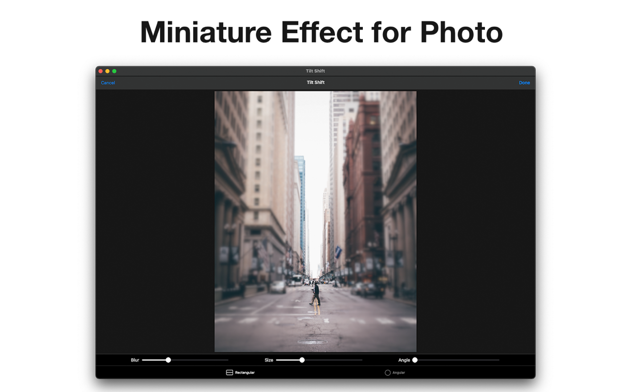 微缩效果 TiltShift 1.0.3 Mac 破解版 用于照片和视频的微型镜头