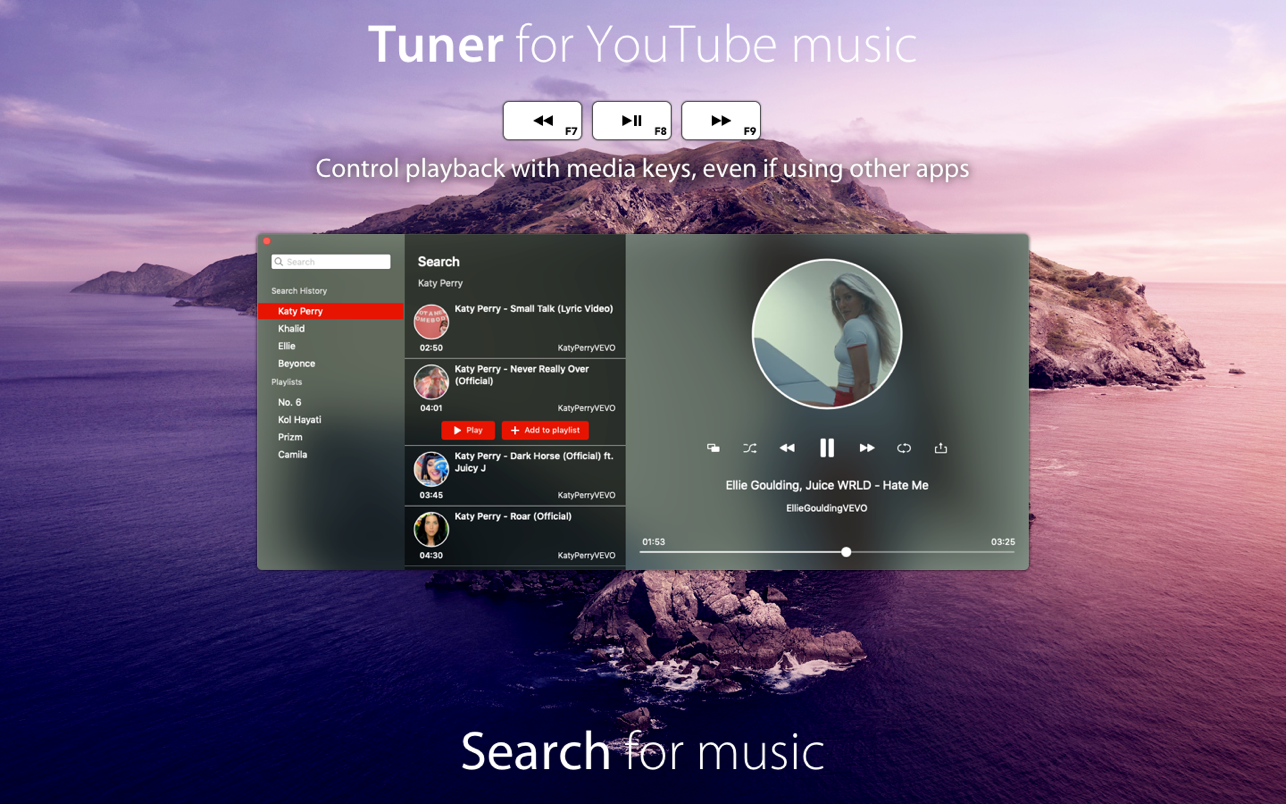 Tuner for YouTube music 5.2 Mac 破解版 基于 YouTube的无限音乐库