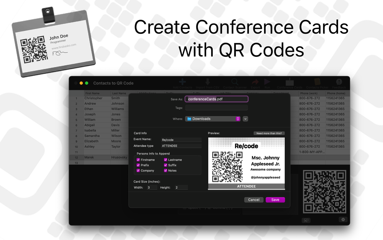 Contacts to QR Codes 1.6.2 Mac 破解版 电子二维码生成器