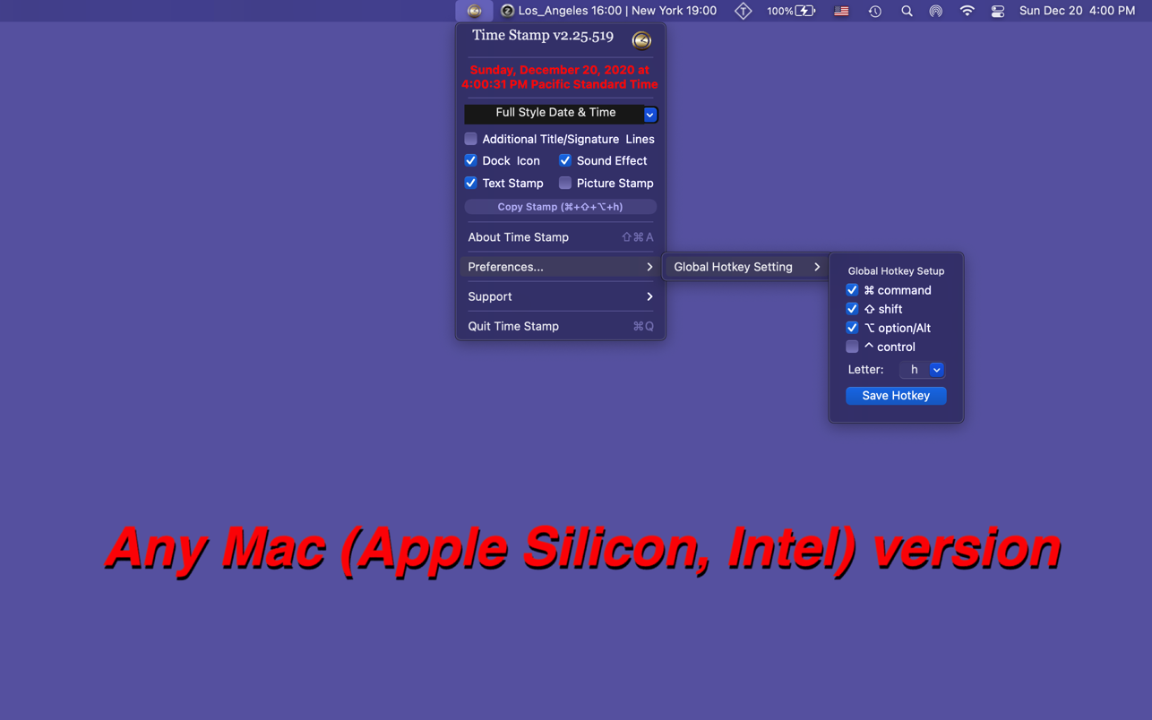 Time Stamp 2.25 Mac 破解版 时间日期菜单栏