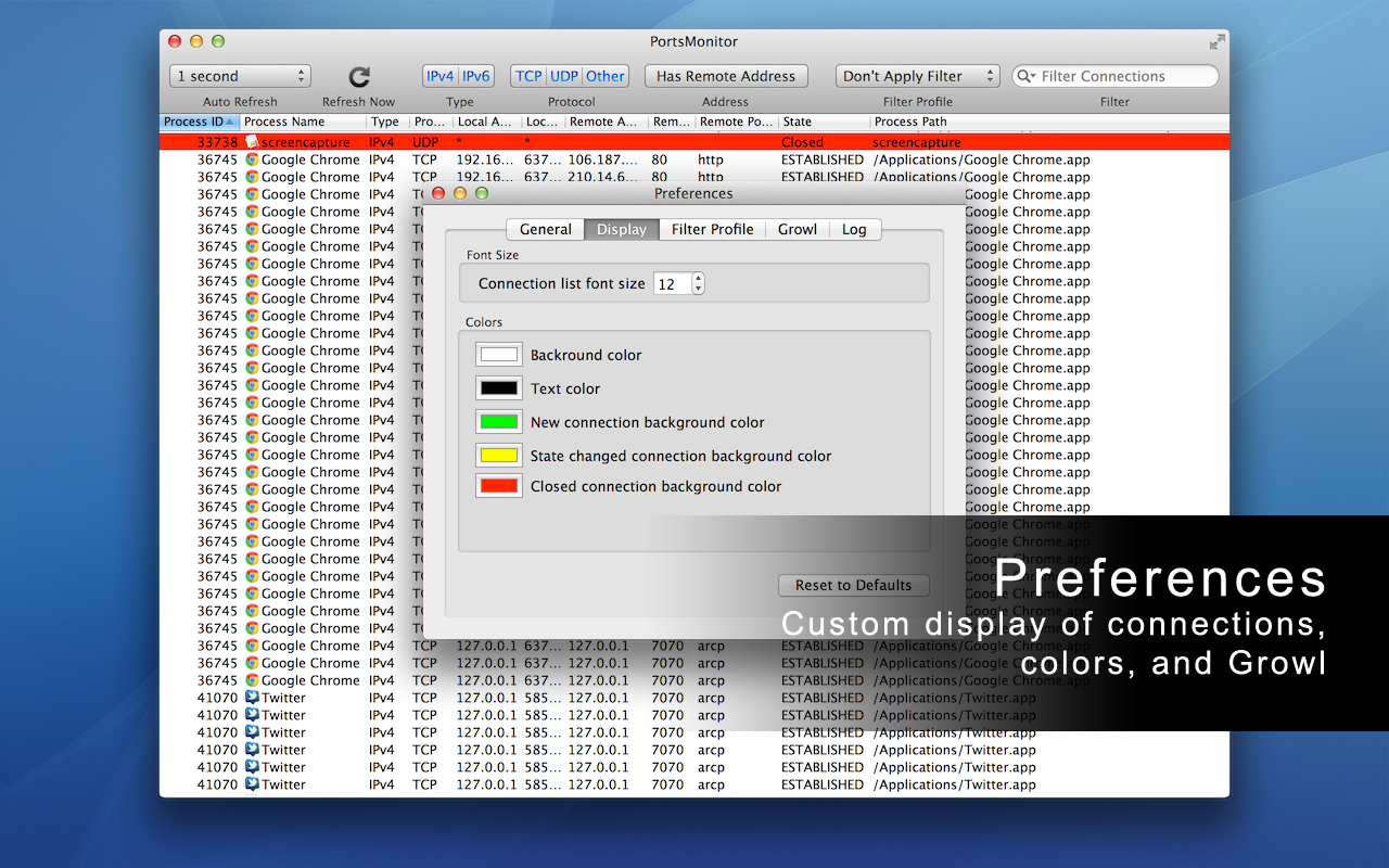 PortsMonitor 1.4.5 Mac 破解版 网络连接地址监视器