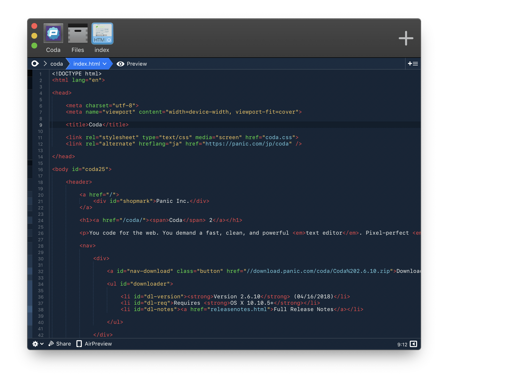 Coda 2.7.7 Mac 破解版 Mac上专业的网页编程开发工具
