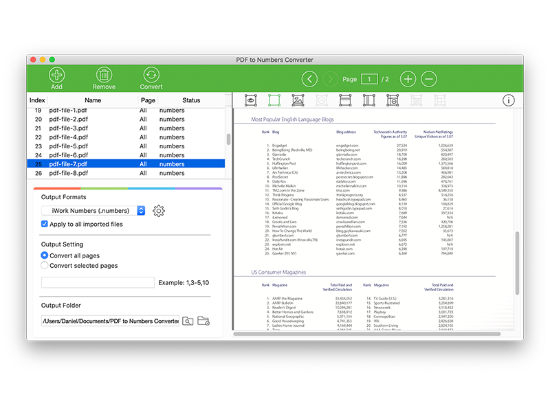 PDF to Numbers Converter Mac 破解版 PDF转Numbers文件工具
