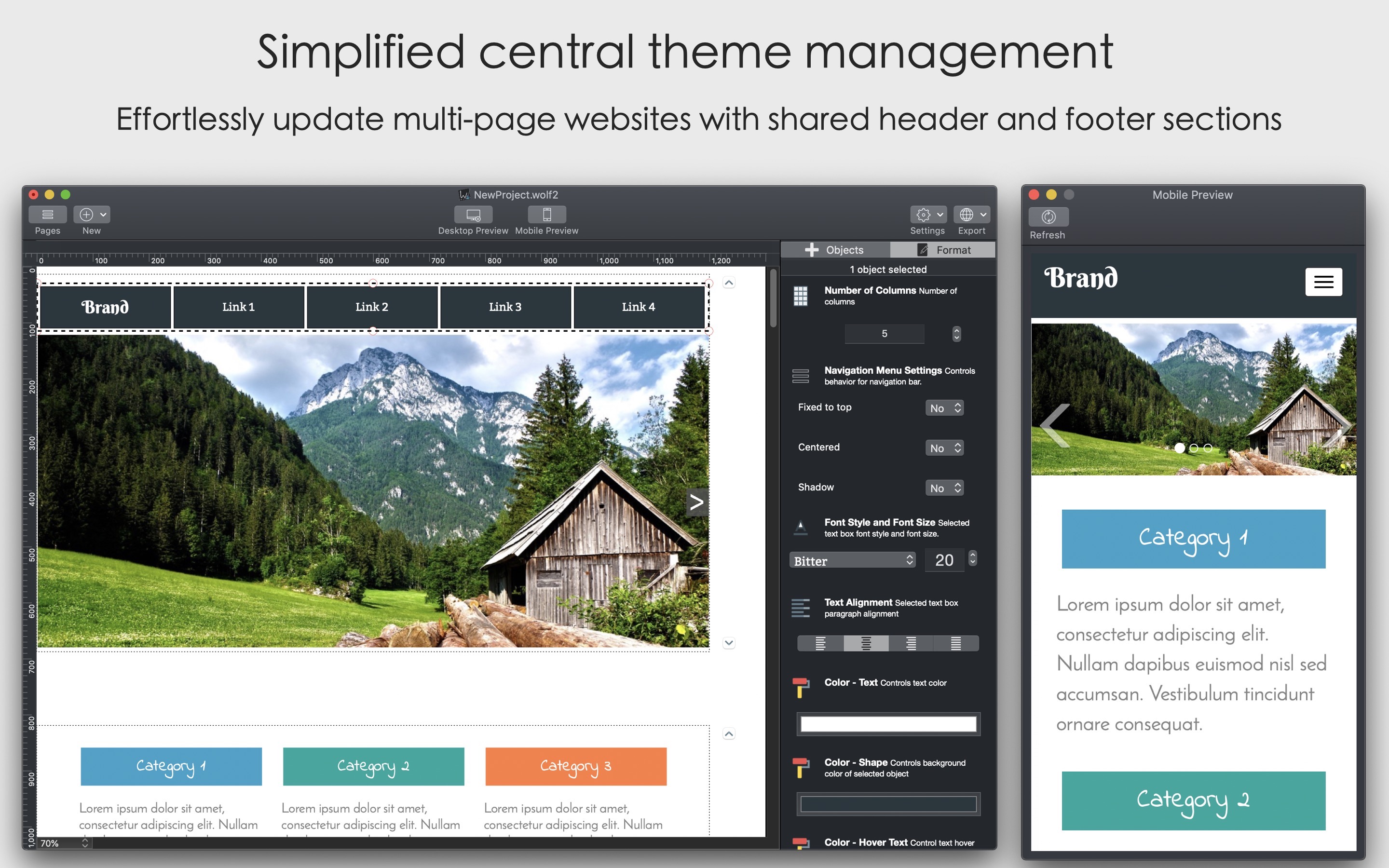 Wolf Website Designer 2.30.1 Mac 破解版 简单快速的响应式网页设计工具