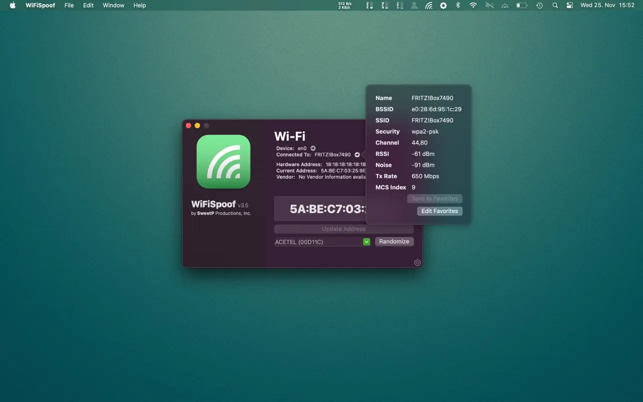 WiFiSpoof for Mac(MAC地址修改工具)3.9中文版