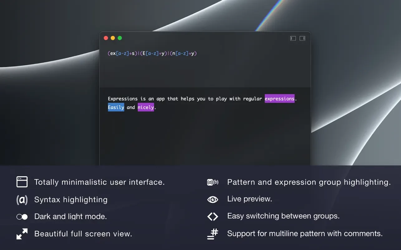 1656945379-2d8c26d3536d006.webp Expressions for Mac v1.3.5 正则表达式工具