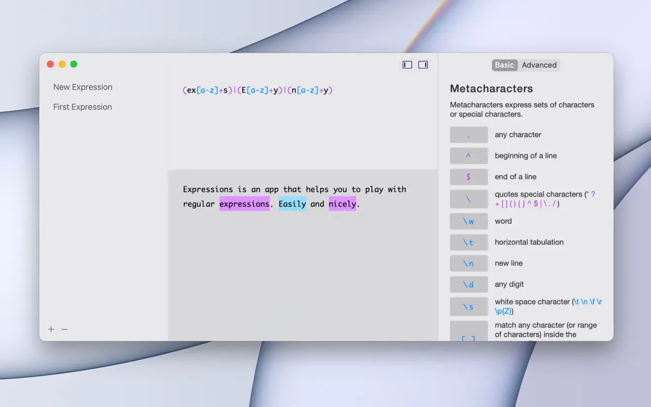 1656945385-3bc0525146c588d.webp Expressions for Mac v1.3.5 正则表达式工具