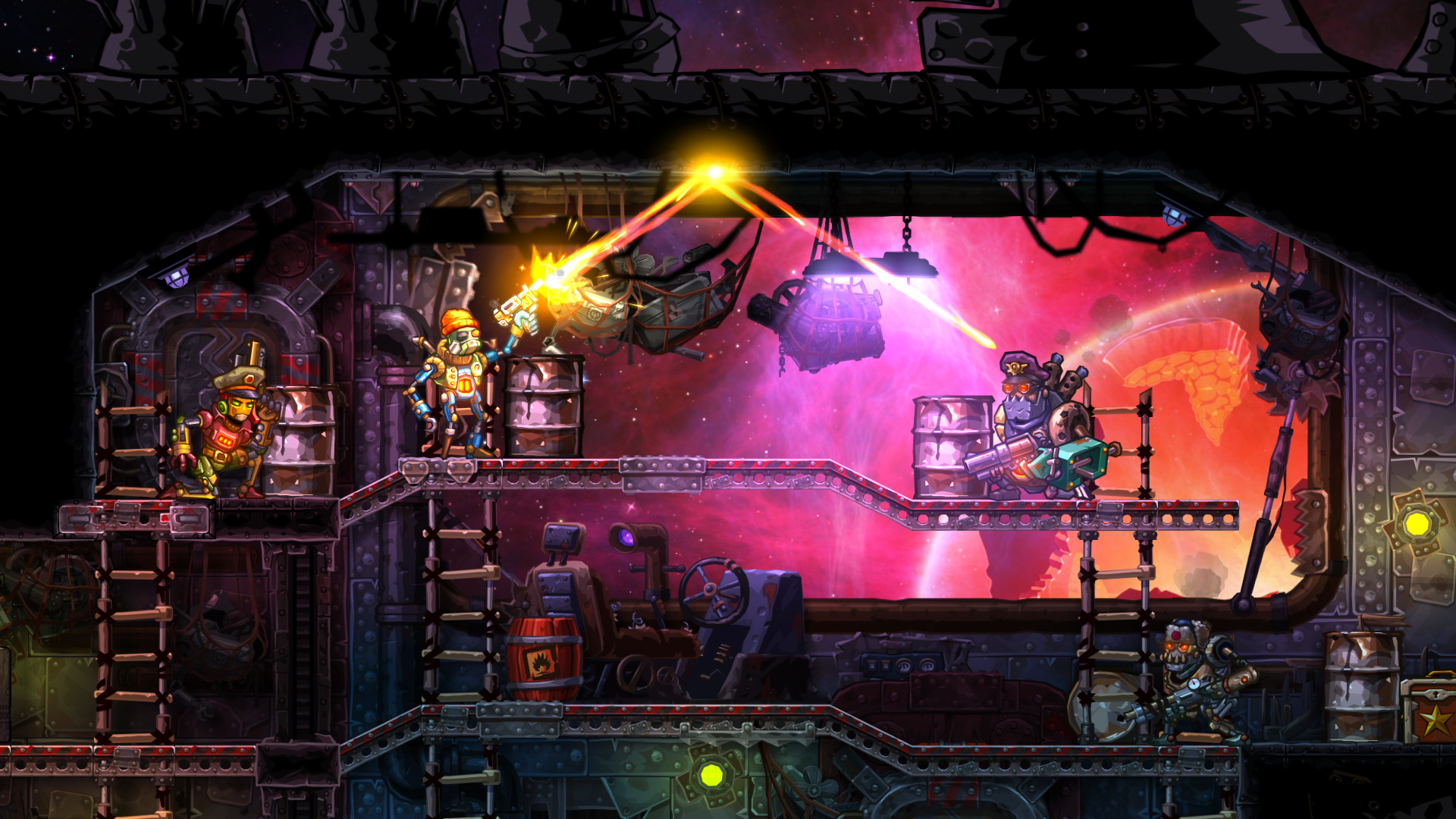 蒸汽世界：劫掠 SteamWorld Heist for Mac v2.1 中文破解版 横版回合制策略射击游戏